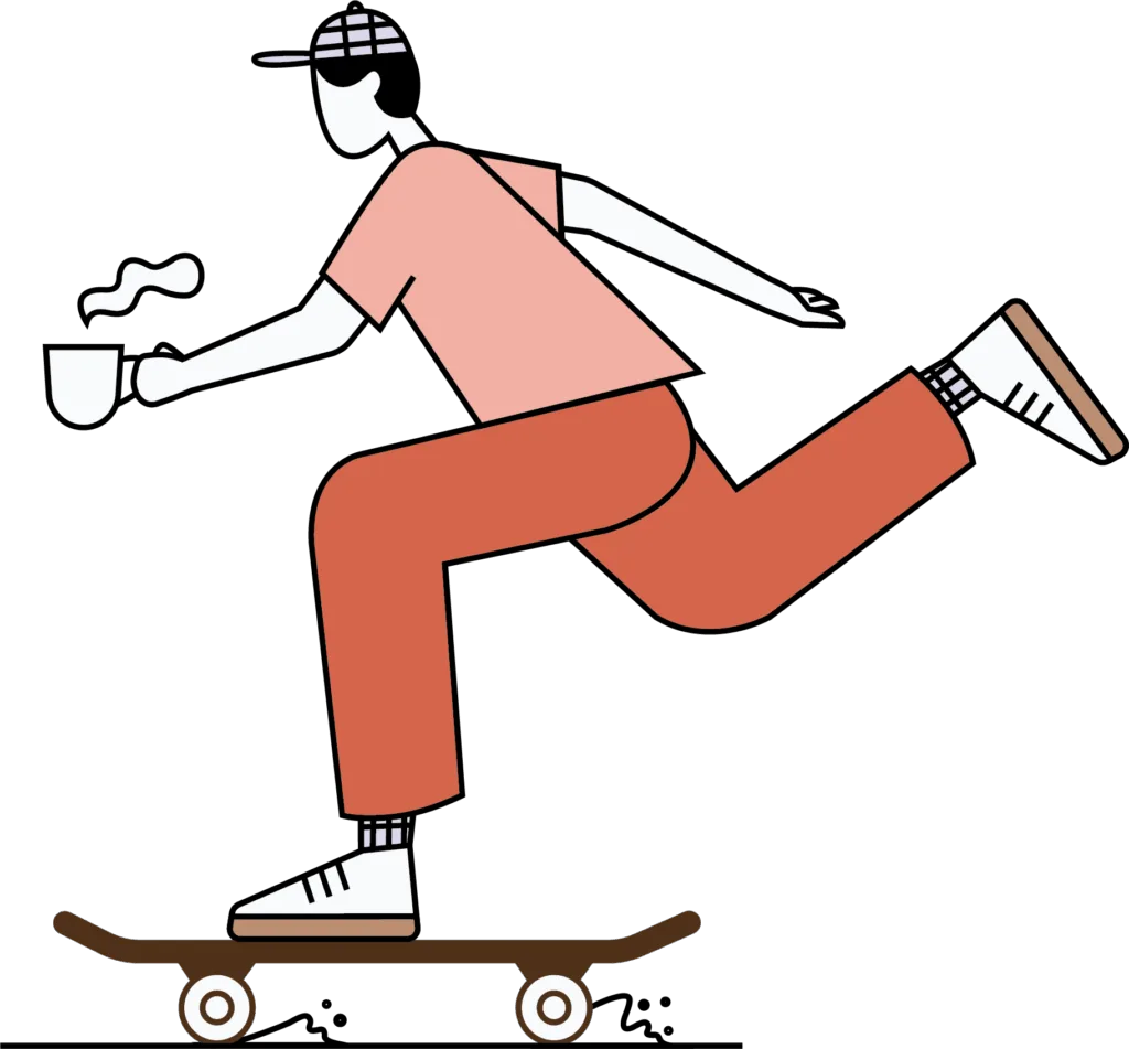 Doodle Skateboard and coffee cup